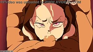 Demon Slayer Tanjiro gets his cock pounded by Nezuko in this anime porn video